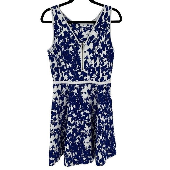 Milly Blue Midnight Floral Flare Dress Sleeveless Stretchy Mini Medium - Picture 5 of 11